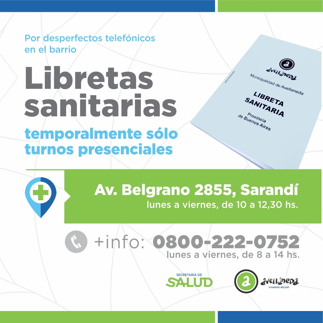 Libretas Sanitarias: información importante