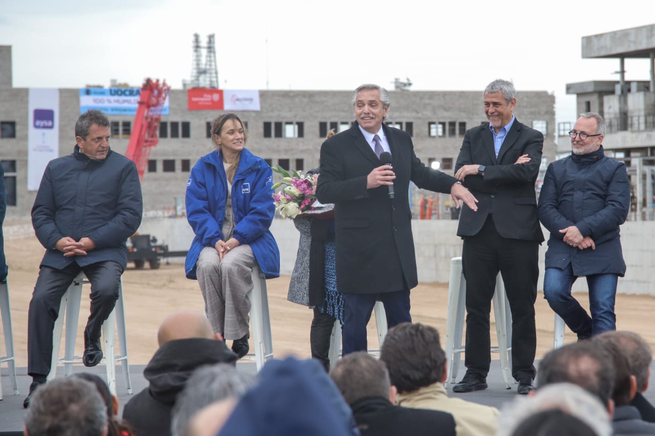 Alberto Fernández y Sergio Massa pusieron en marcha el Sistema Riachuelo, una mega obra cloacal para el AMBA